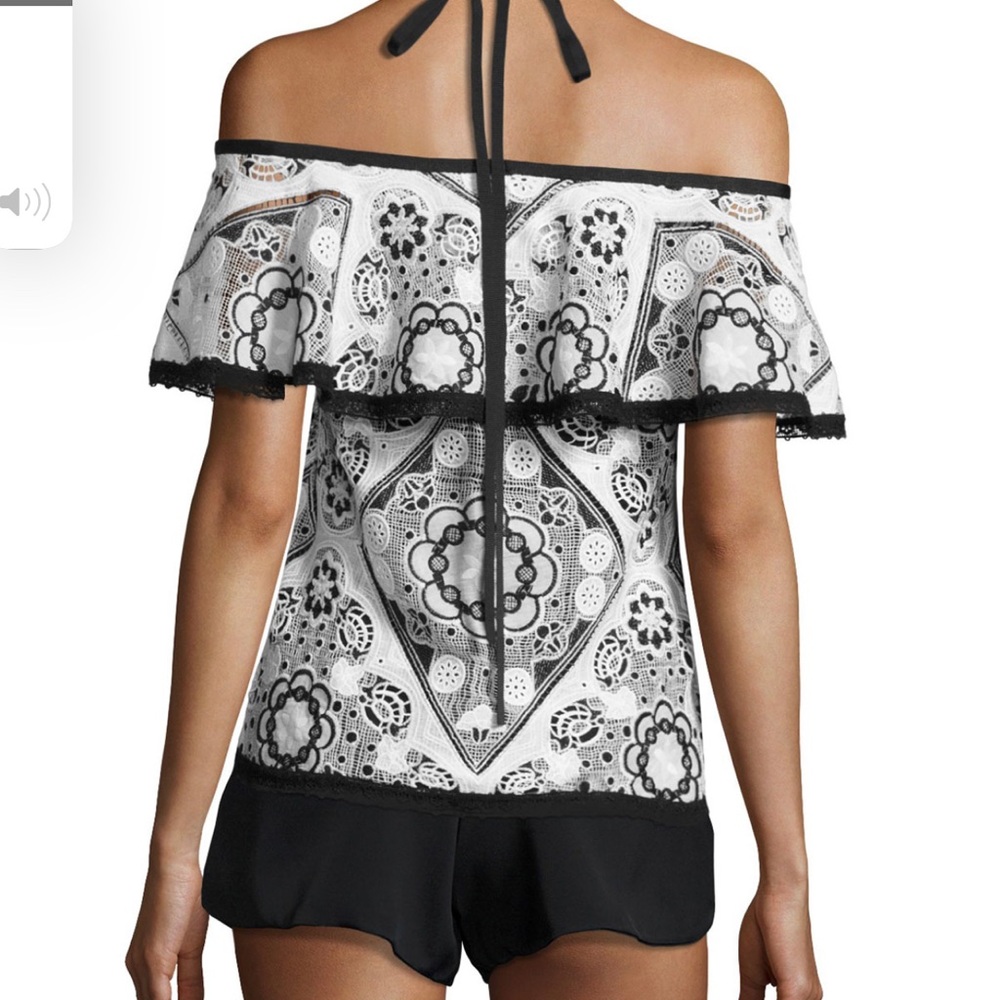 Alexis black/white off shoulder lace blouse. Xs. Nwt.